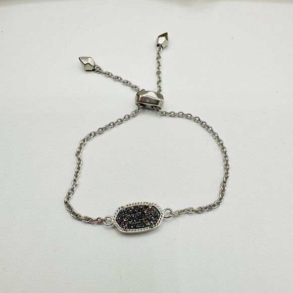 Kendra Scott Elaina Druzy Silver Adjustable Chain Bracelet - Picture 3 of 5